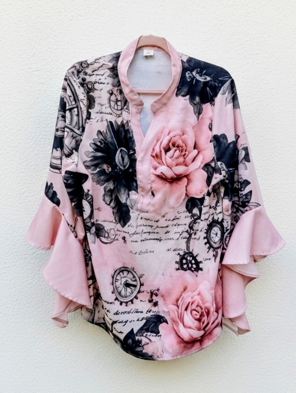NWT - Pink Floral Bell-Sleeve Top